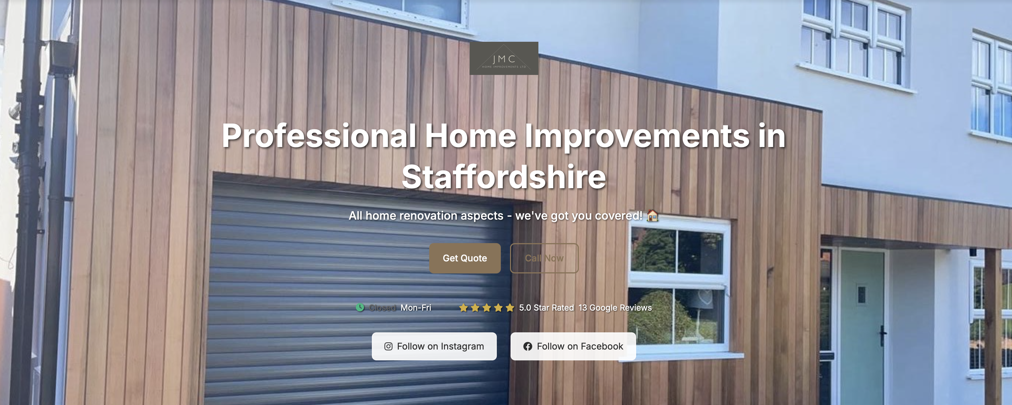 Professional hero section with background image